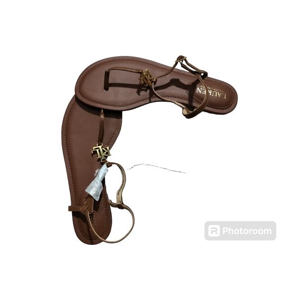 NWOT Lauren Ralph Lauren brow leather classic sandals size 8 - Picture 3 of 10